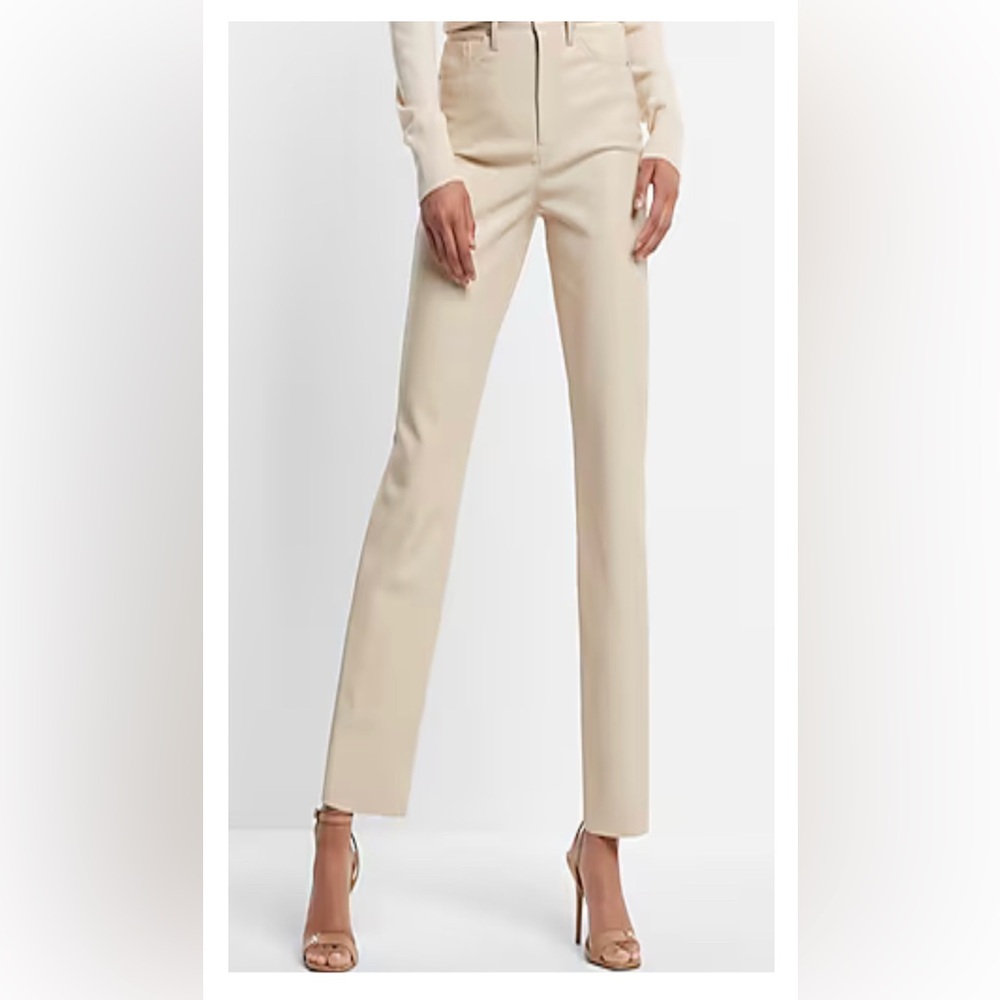 Super High Waisted Faux Leather Modern Straight Pant